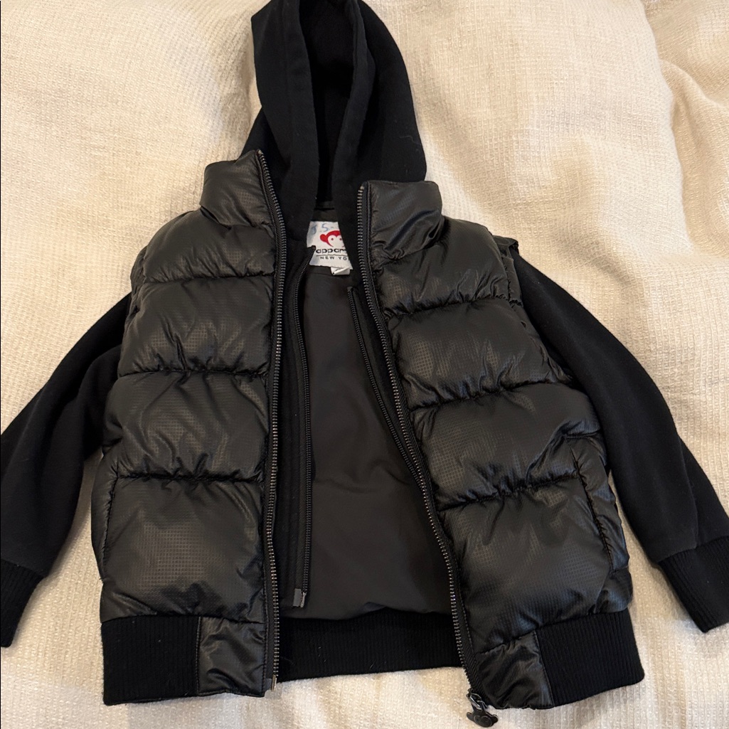 Appaman Black Puffer Jacket With Hoodie